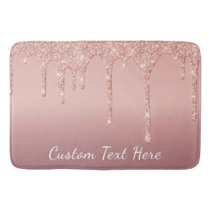 Tapis De Bain Rose de texte personnalisé Parties scintillant d'é
