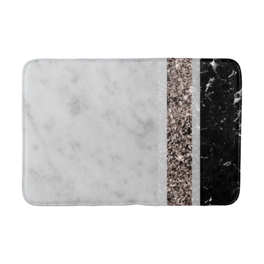 Tapis De Bain Rose en marbre blanc et noir Parties scintillant e (Devant)