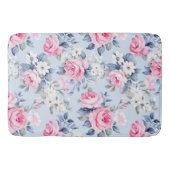 Tapis De Bain Rose esthétique roses fleurs blanches motif (Devant)
