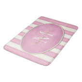 Tapis De Bain Rose et blanc d'antiquité rayures Ovale Monogramme (Angle)