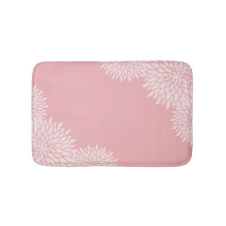 Tapis de bain rose et blanc moderne