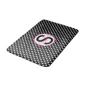 Tapis De Bain Rose et Noir, Nom et Initiale avec Points (Angle)