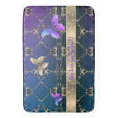Tapis De Bain Rose et papillon Mat de bain orné avec texte (devant Vertical)