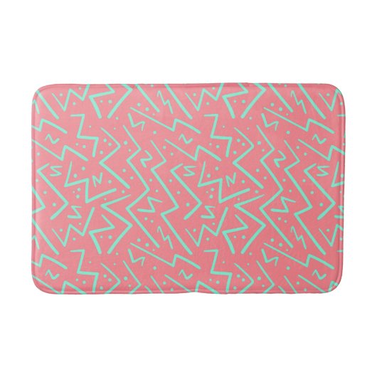 Tapis De Bain Rose et Vert Retro Conception Psychédélique (Devant)