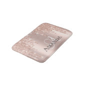 Tapis De Bain Rose Gold Blush Parties scintillant Nom Monogramme (Angle)