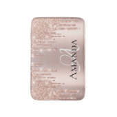 Tapis De Bain Rose Gold Blush Parties scintillant Nom Monogramme (Devant (Vertical))