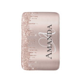 Tapis De Bain Rose Gold Blush Parties scintillant Nom Monogramme (Devant (Vertical))