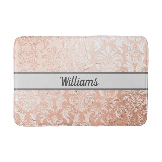 Tapis De Bain Rose Gold Damassé Monogrammé (Devant)