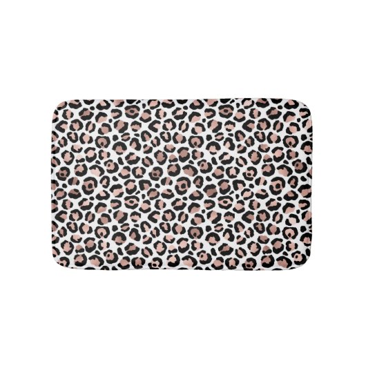 Tapis De Bain Rose Gold impression léopard noir guépard tendance (Devant)
