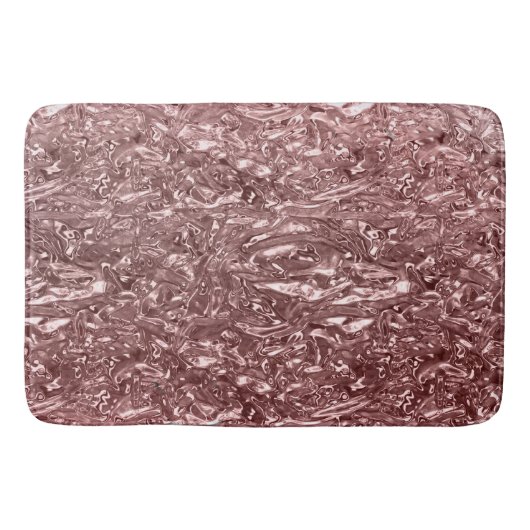 Tapis De Bain Rose Gold Liquid Chrome métal Chic Glam (Devant)