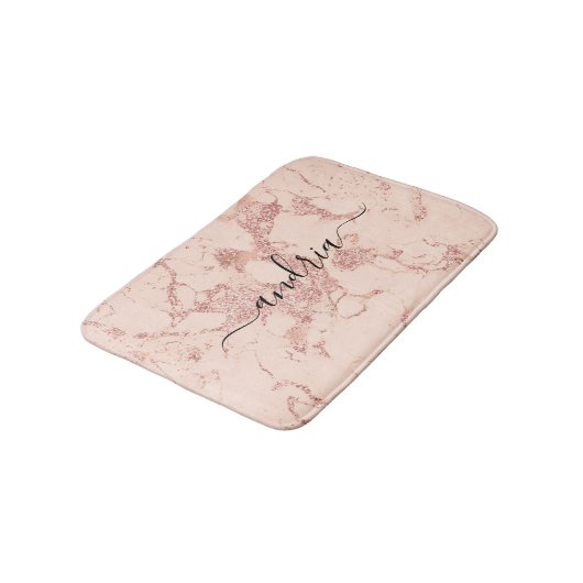 Tapis De Bain Rose Gold Marble 8, Parties scintillant, Black Scr (Angle)