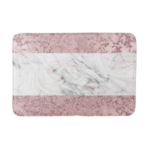 Tapis De Bain Rose Gold Moderne Glam Marbre & Paillettes Décorat