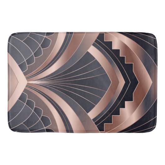 Tapis De Bain Rose Gold Navy Geometric Neo Art Deco  (Devant)