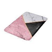 Tapis De Bain Rose Gold Noir et Motif Marbre blanc (Angle)