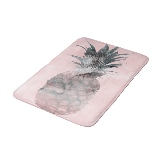 Tapis De Bain Rose Gold Pink Tropical Summer Pineapple Glam (Angle)