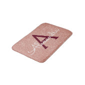Tapis De Bain Rose Gold Sparkle Parties scintillant Monogramme N (Angle)