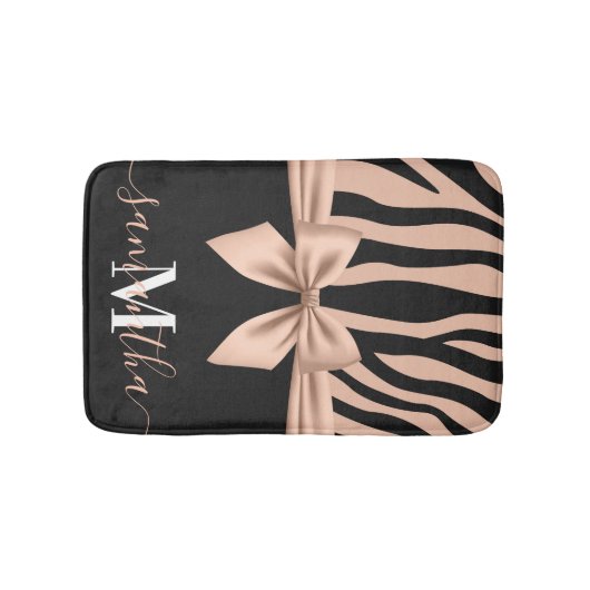 Tapis De Bain Rose Gold Zebra Print (Devant)