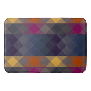 Tapis De Bain rose gris violet orange et bleu géométrique