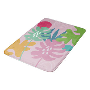 Tapis De Bain Rose moderne floral tropical abstrait simple