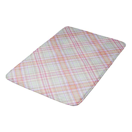 Tapis De Bain Rose 'n vert Plaid géométrique (Angle)