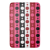 Tapis De Bain Rose noir blanc Cercle Étoiles rayures Design (devant Vertical)