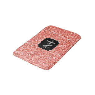 Tapis De Bain Rose rose corail foncé parties scintillant scintil