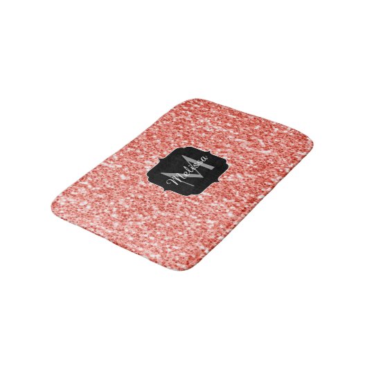 Tapis De Bain Rose rose corail foncé parties scintillant scintil (Angle)