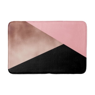 Tapis De Bain rose rose de feuille d'or de faux moderne élégan