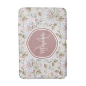 Tapis De Bain Rose rose pâle Motif avec Monogramme et nom (Devant (Vertical))