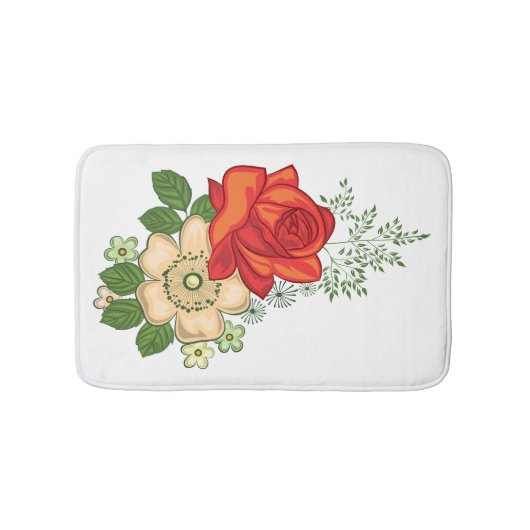 Tapis De Bain Rose rouge et marguerites (Devant)
