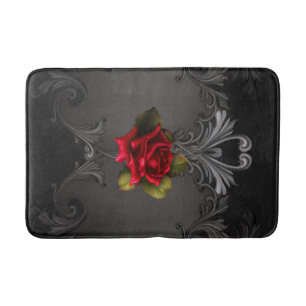 Tapis De Bain Rose rouge & gothique noir élégant