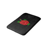 Tapis De Bain Rose rouge sur fond noir (Angle)