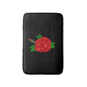 Tapis De Bain Rose rouge sur fond noir (Devant (Vertical))