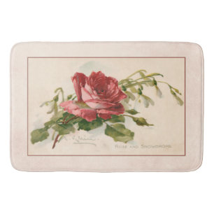 Tapis De Bain Rose rouge vintage élégant