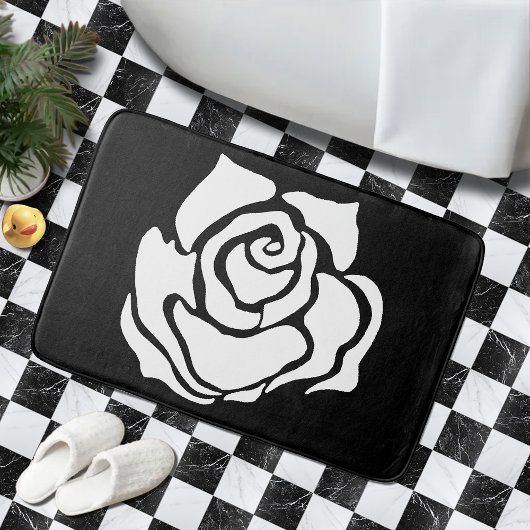 Tapis De Bain Rose tribal noir blanc