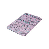 Tapis De Bain Rose, Turquoise et Noir Abstrait (Angle)