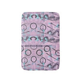 Tapis De Bain Rose, Turquoise et Noir Abstrait (Devant (Vertical))
