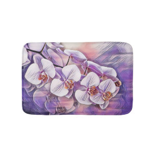 Tapis De Bain Rose violet mignon orchidée couleur de l'aquarelle