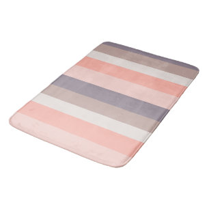 Tapis De Bain rose, violet, rayures blanches