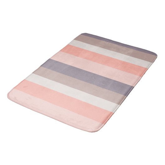 Tapis De Bain rose, violet, rayures blanches (Angle)