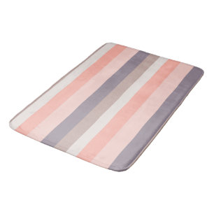 Tapis De Bain rose, violet, rayures blanches