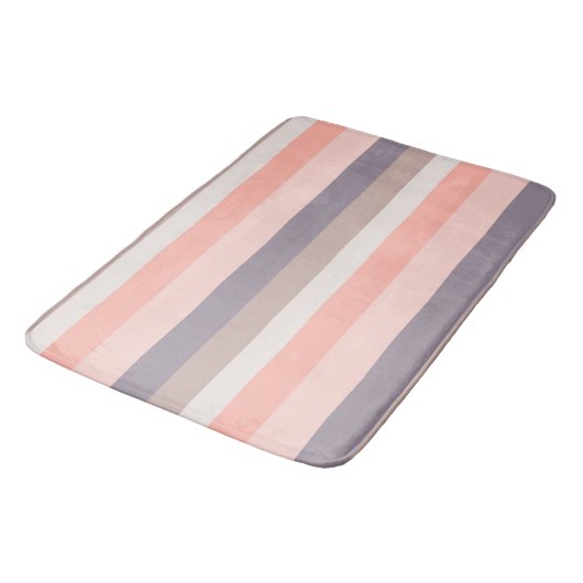 Tapis De Bain rose, violet, rayures blanches (Angle)