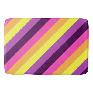 Tapis De Bain Rose violet rayures rétro Gros chaume