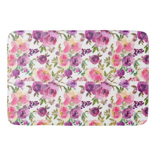 Tapis De Bain Rose violet Rose Floral Girly tendance (Devant)
