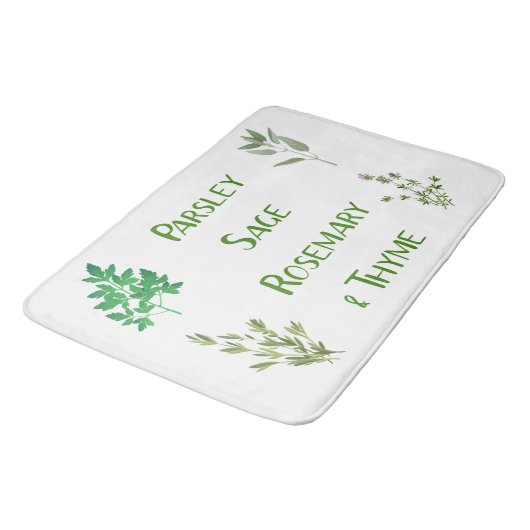 Tapis De Bain Rosemary Sage Parsley Thyme Herbal Design Mat (Angle)