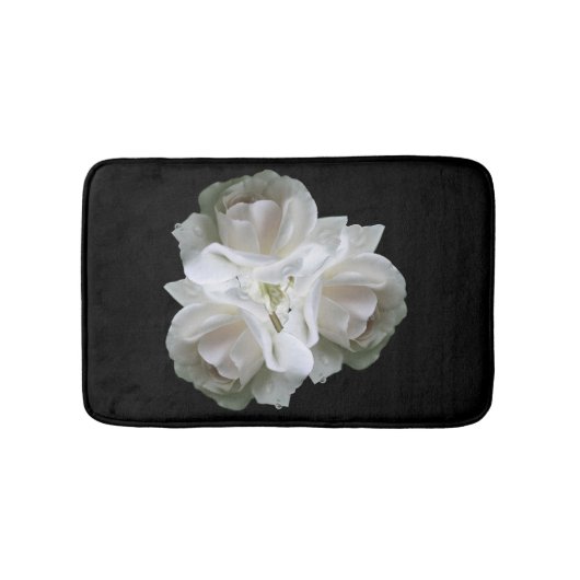 Tapis De Bain Roses Blanches Avec Bouquet Raindrops (Devant)