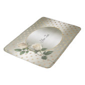 Tapis De Bain Roses blanches Coeurs d'or Mat de bain (Angle)