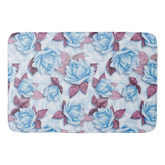 Tapis De Bain Roses bleus. Modèle floral (Devant)