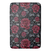 Tapis De Bain Roses bourguignons avec Motif Arrière - plan noir (devant Vertical)