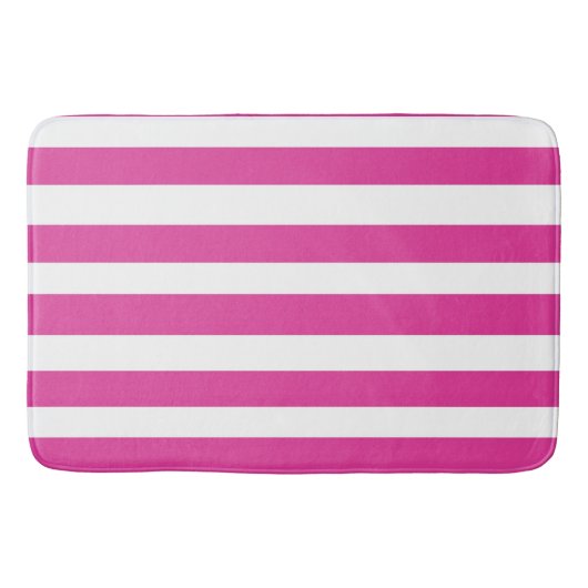 Tapis De Bain Roses Chauds et Rayures Blanches (Devant)